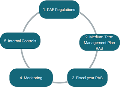 1.RAF Regulations 2.Medium-Term Management Plan RAS 3.Fiscal year RAS 4.Monitoring 5.Internal Controls